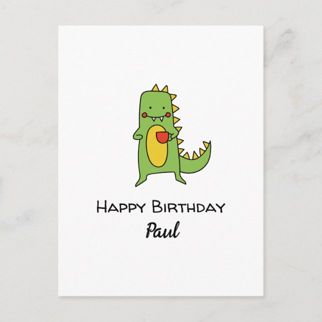 custom boys dinosaur happy birthday party  postcard (Front)