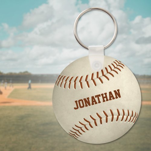 custom boys girls simple baseball softball keychain