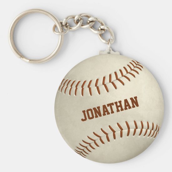 custom boys girls simple baseball softball keychain