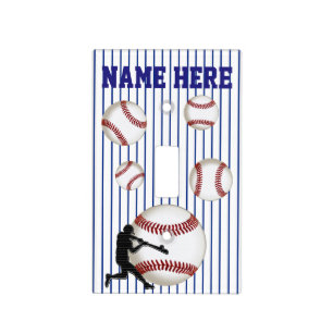 Custom Boy's NAME on Baseball Light Switch Cover