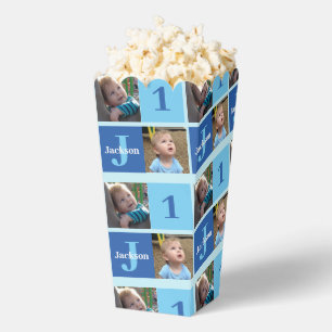 Custom Boys Photo Birthday Party Popcorn Favor Boxes