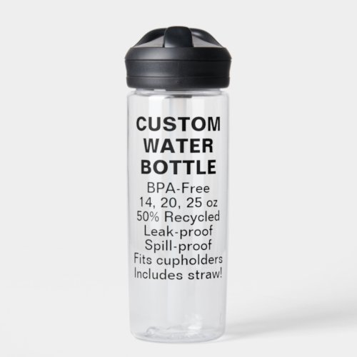 Custom BPA_Free Water Bottle 20oz CLEAR with Straw
