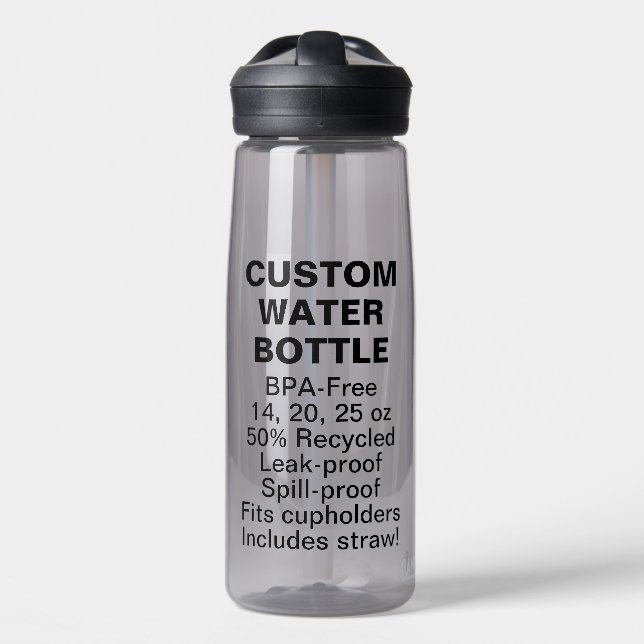 Custom BPA-Free Water Bottle 25oz CHARCOAL GREY (Front)