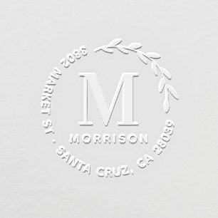 Custom Branch Monogram Round Return Address  Embosser