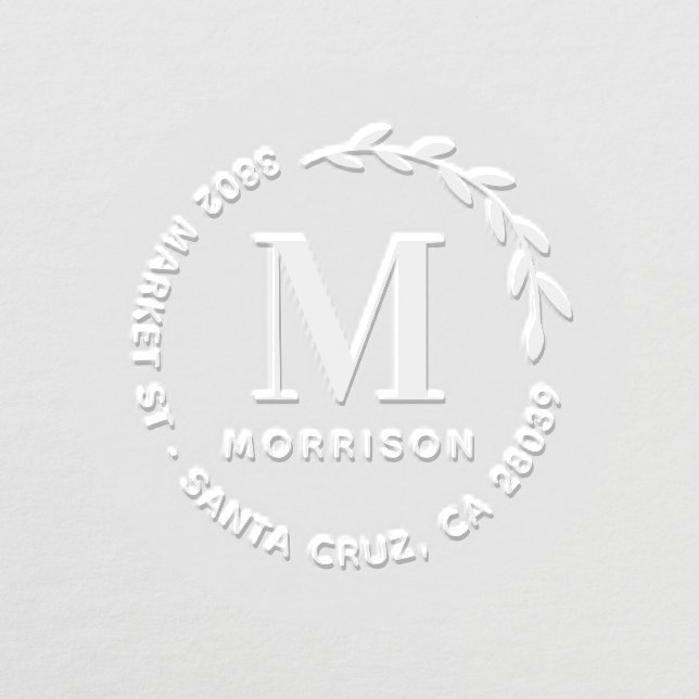 Custom Branch Monogram Round Return Address  Embosser (Design)