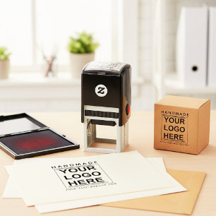 Custom Brand Business Logo & Handmade Website Name Self-inking Stamp