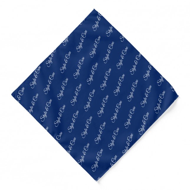 Custom Brand Name Pattern Stylish Navy Bandana (Front)