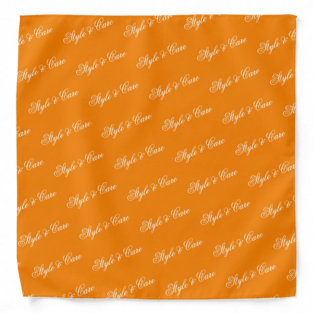 Custom Brand Name Pattern Stylish Orange Bandana (Front)