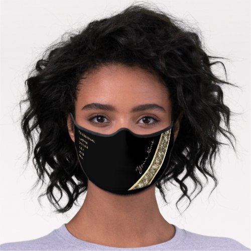 Custom Brand or Name Black Golden Glitter Business Premium Face Mask