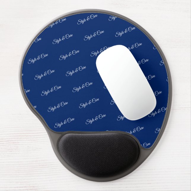 Custom Brand Pattern Navy Gel Mouse Pad Design (Left Side)