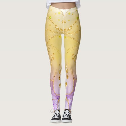 Custom Branded Abstract Golden Purple Chic Legging