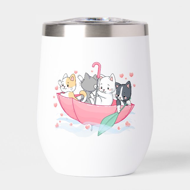 Custom Branded Animal Cat Thermal Wine Tumbler (Front)