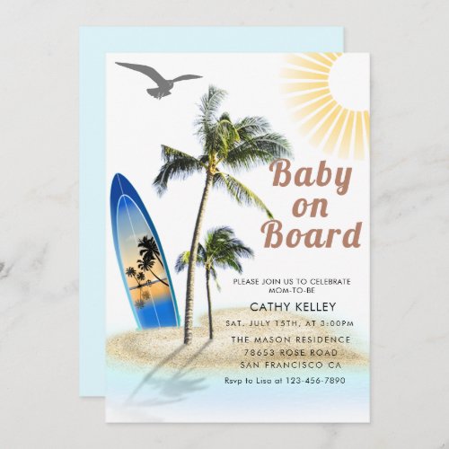 Custom Branded Baby on Board Beach Baby Shower Invitation