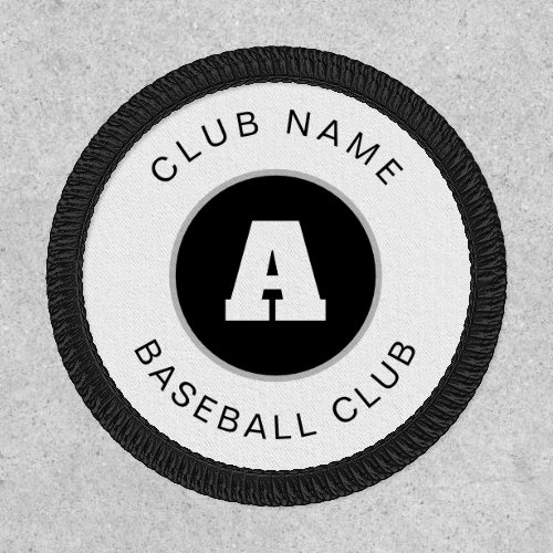 Custom Branded Baseball Club Name Single Initial  Patch