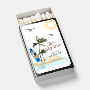Custom Branded Beach Summer 1st Birthday  Matchboxes