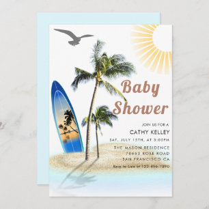 Custom Branded Beach Surfing Baby Shower Invitation