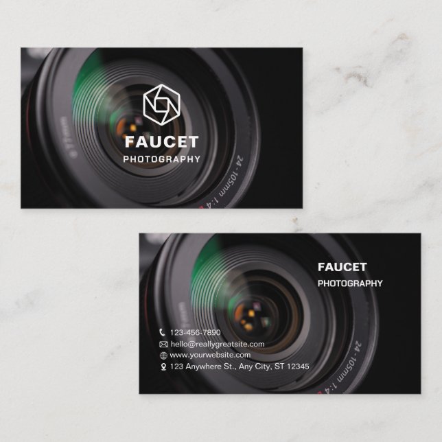 Custom Branded Black Full Photo Photography Business Card (Front/Back)