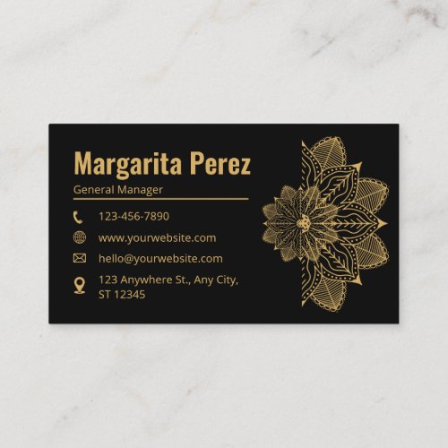 Custom Branded Black  Gold Elegant Name  Business Card