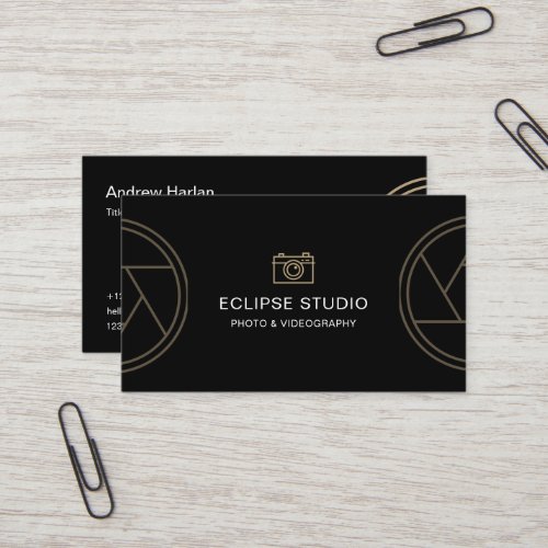 Custom Branded Black Minimalist Photographer  Business Card