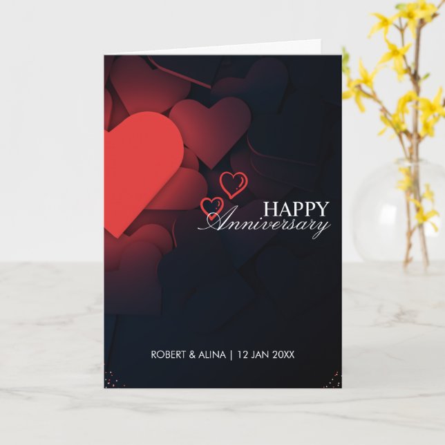 Custom Branded Black Modern Happy Anniversary Card (Yellow Flower)