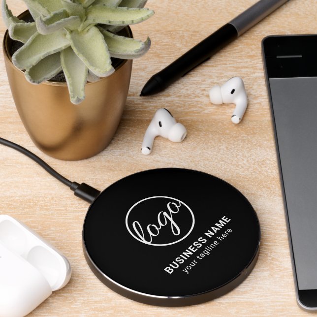 Custom Branded Black Promotional Business Logo Wireless Charger (Desk 2)