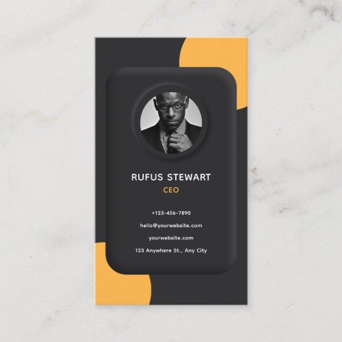 Custom Branded Black Yellow Elegant 3D  Business Card