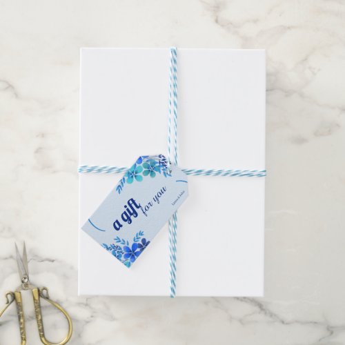 Custom Branded Blue Flowers A Gift for You Gift Tags