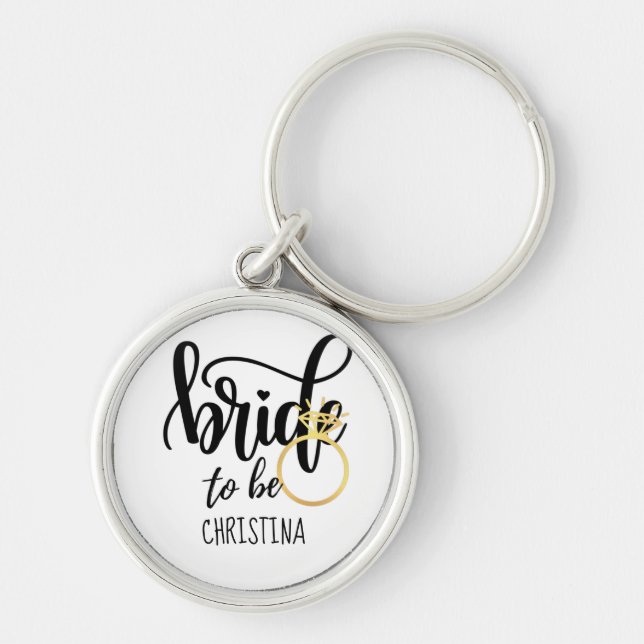 Custom Branded Bride-to-Be Bachelorette Bridal Keychain (Front)