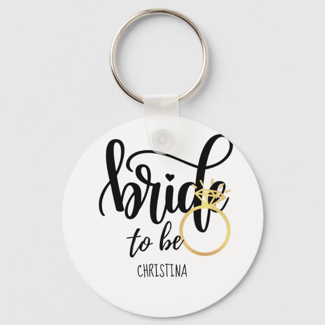 Custom Branded Bride-to-Be Bachelorette Bridal Keychain (Front)
