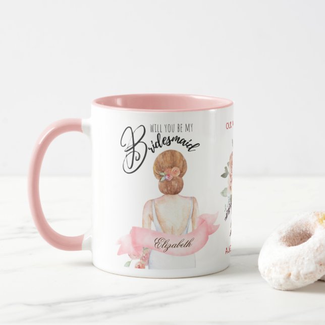 Custom Branded Bridesmaid Proposal Bridal Party Mug (With Donut)