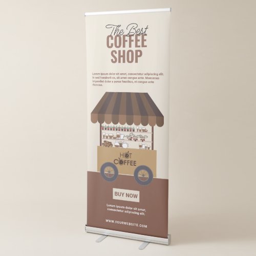 Custom Branded Brown Coffee Shop Vertical  Retractable Banner