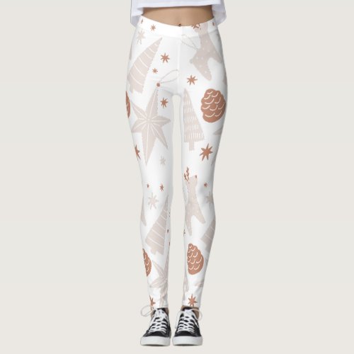 Custom Branded Brown White Christmas Leggings