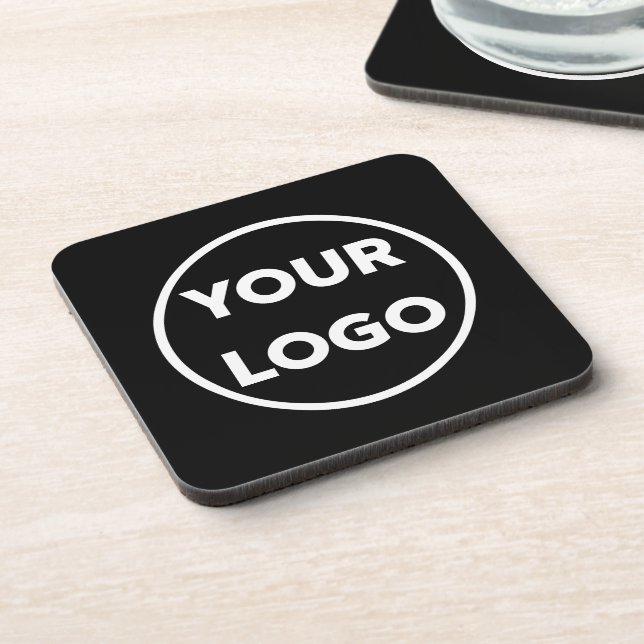 Custom Branded Business Company Logo on Black Beverage Coaster (Left Side)