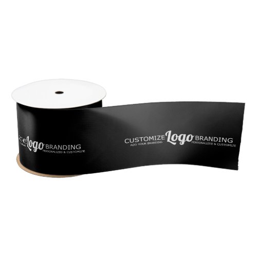 Custom Branded Business Logo Company Black Satin Ribbon