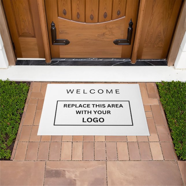 Custom Branded Business Logo Company White & Black Doormat (Outdoor)
