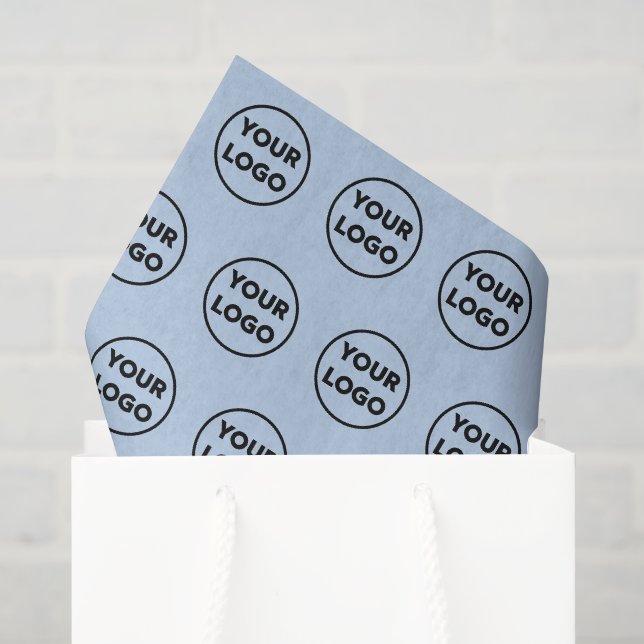 Custom Branded Business Logo Pattern on Light Blue Tissue Paper (Gift Bag)