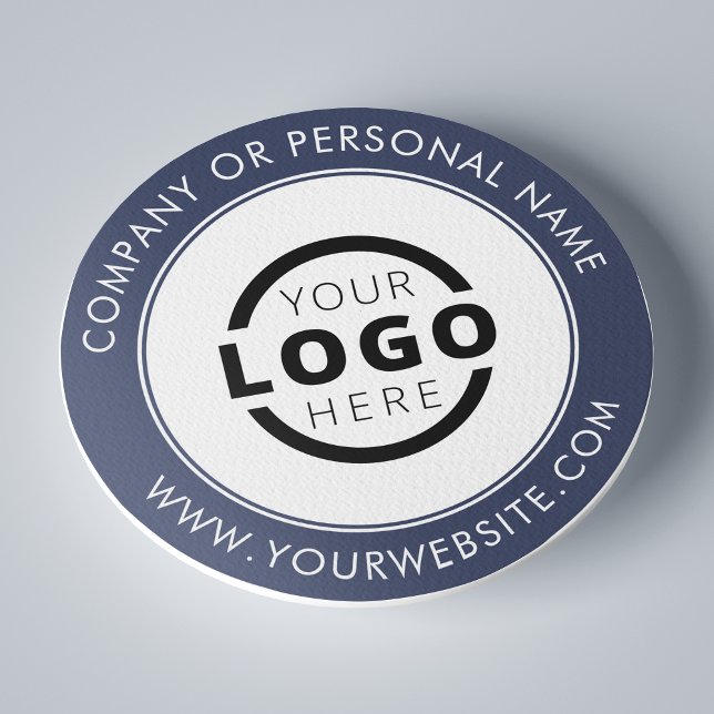 Custom Branded Business Logo Promotional Blue Round Paper Coaster (Creator Uploaded)