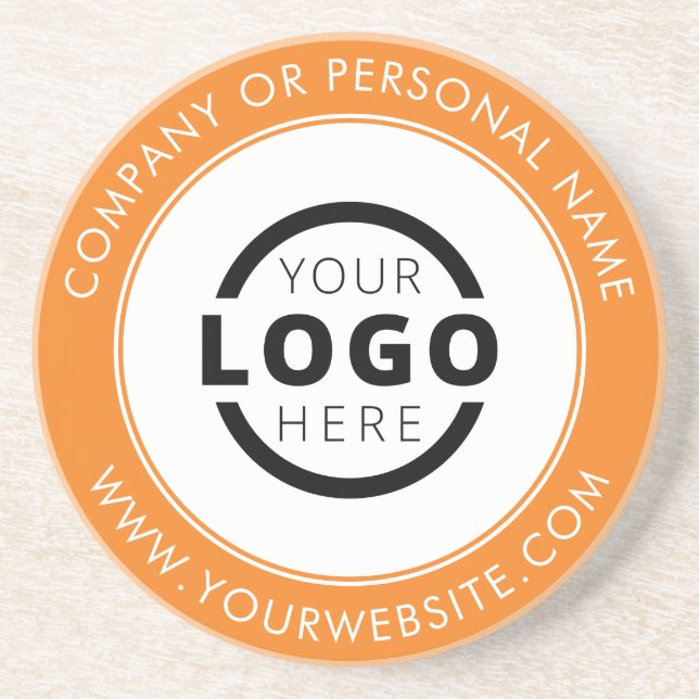 Custom Branded Business Logo Promotional Orange Coaster (Front)