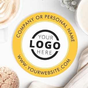 Custom Branded Business Logo Promotional Yellow Round Paper Coaster