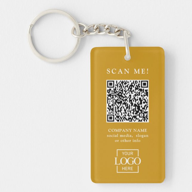 Custom Branded Business Logo QR Code Modern Keychain (Front)