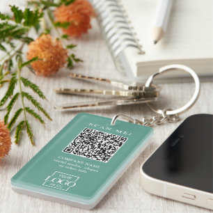 Custom Branded Business Logo QR Code Modern Keychain