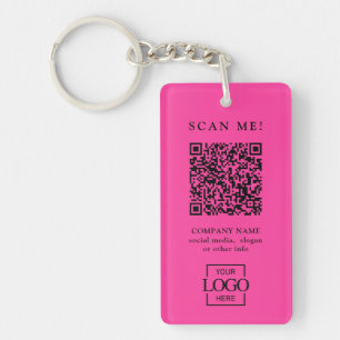 Custom Branded Business Logo QR Code Modern Keychain