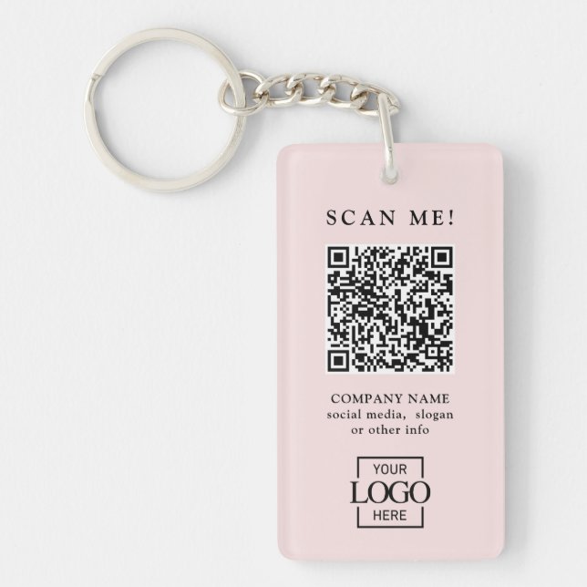 Custom Branded Business Logo QR Code Modern Keychain (Front)