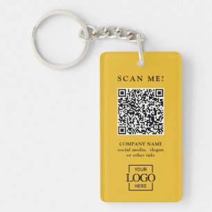 Custom Branded Business Logo QR Code Modern Keychain
