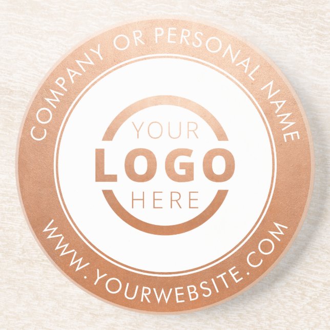 Custom Branded Business Logo Rose Gold Promo Coaster (Front)