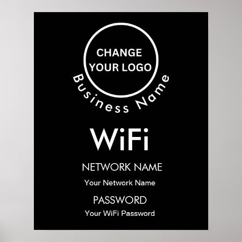 Custom Branded Business Name Wifi Details  Logo Poster