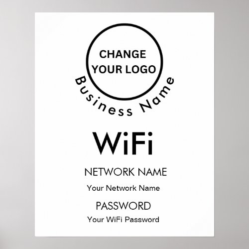 Custom Branded Business Name Wifi Details  Logo  Poster