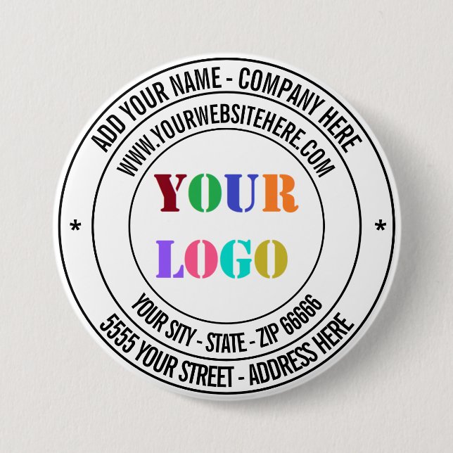 Custom Branded Business Promotional Button Example (Front)