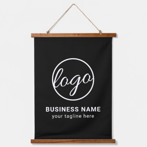 Custom Branded Company Logo Black Business Hanging Tapestry