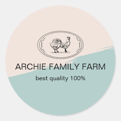Custom Branded Cream Archie Family Farm Logo Classic Round Sticker